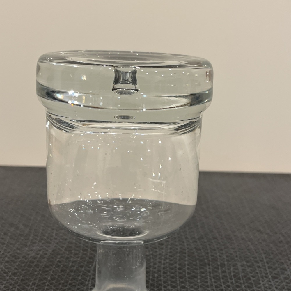 KROSNO HEAVY HAND BLOWN GLASS DECANTER With Bubble On Base 7" Tall, No Stopper - Picture 7 of 9
